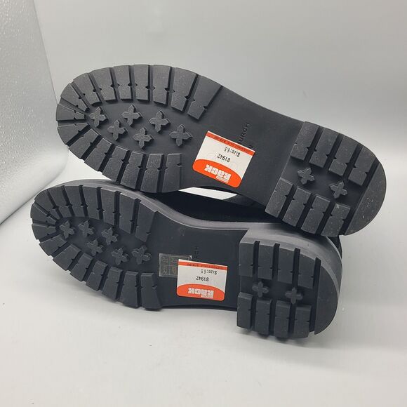 TORY BURCH Chelsea women boots black leather Suede lug sole size 6.5 New $378 - Picture 9 of 10